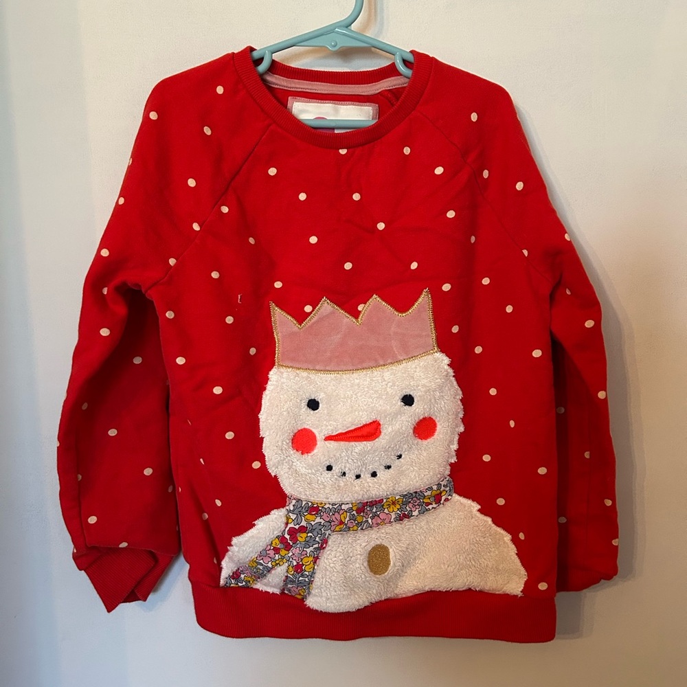 Mini Boden Red and White Snowman Sweatshirt